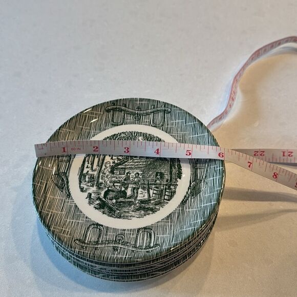 Currier Ives maple sugaring green salad bread butter dessert plates 11 inch set. - Picture 3 of 4